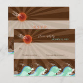 Cartes de réponse Cool Waves et soleil marron RSVP (Devant / Derrière)