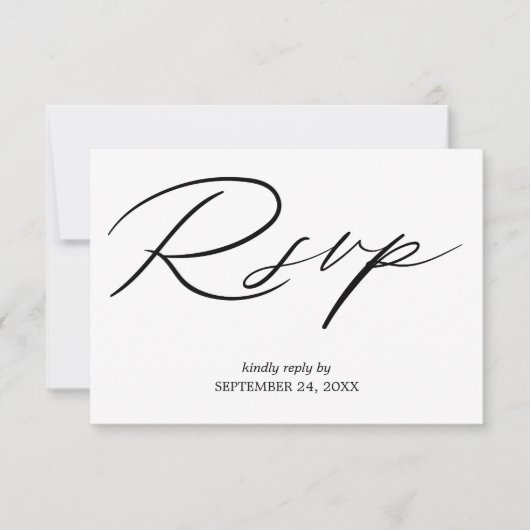 Cartes de réponse de calligraphie noir et blanc 2 (Devant)