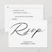 Cartes de réponse de calligraphie noir et blanc 2 (Devant / Derrière)