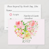 Cartes de réponse de chère moitié Rose rose (Devant / Derrière)