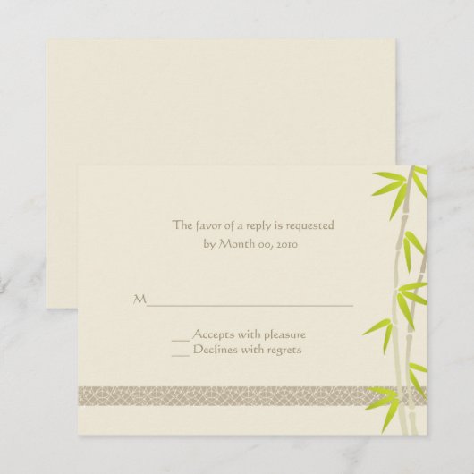 Cartes de réponse de conception Bambou (Devant / Derrière)