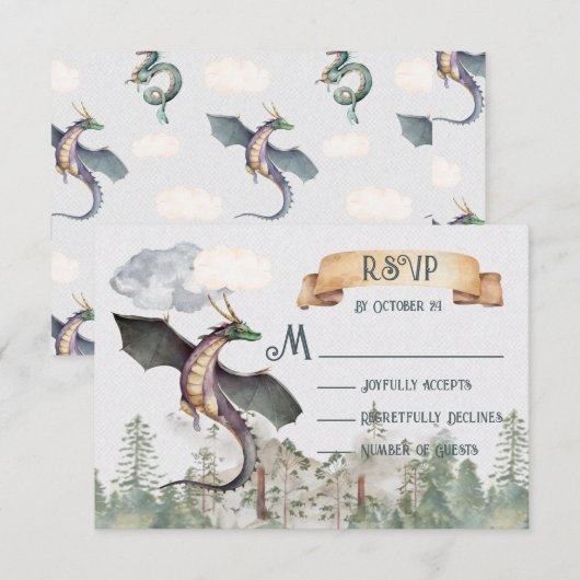 Cartes de réponse de Dragon de la forêt enchantée (Devant / Derrière)