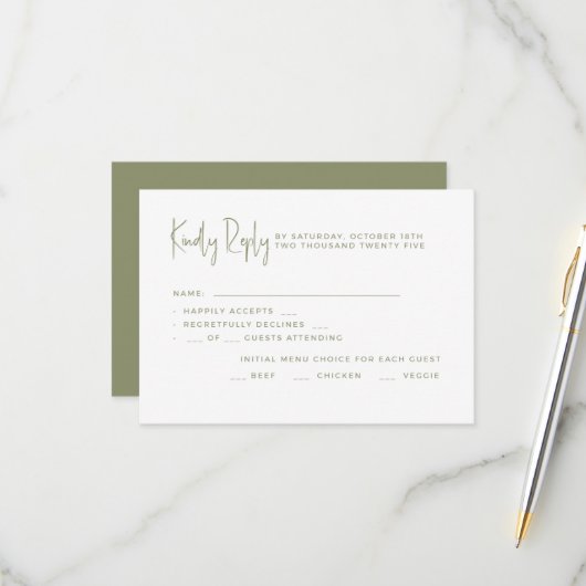 Cartes de réponse de mariage. (Devant/Arrière en situation)