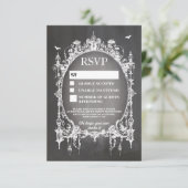 Cartes de réponse de mariage à cadre gothique rust (Debout devant)