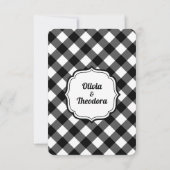 Cartes de réponse de mariage à carreaux vintage mo (Dos)