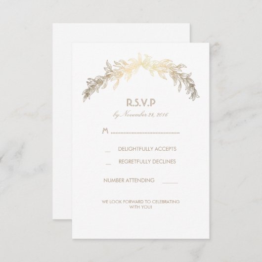 Cartes de réponse de mariage à couronne de laurier (Devant / Derrière)