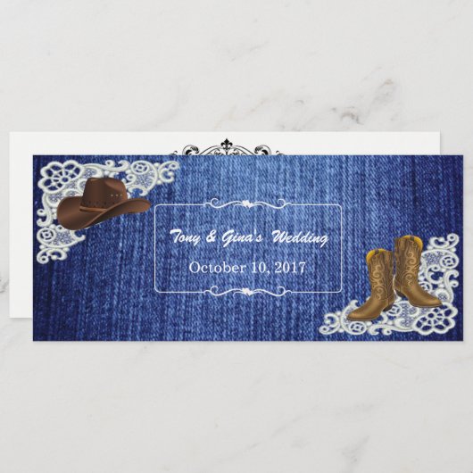Cartes de réponse de mariage à dentelle et bottes (Devant / Derrière)