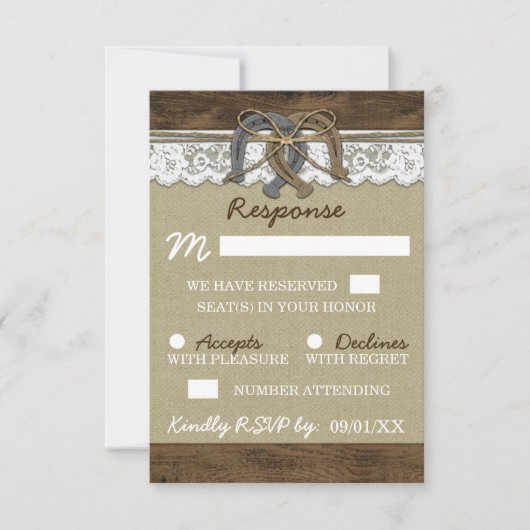 Cartes de réponse de mariage à fer à cheval Wester (Devant)