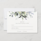 Cartes de réponse de mariage à fleurs bleues pouss (Devant)