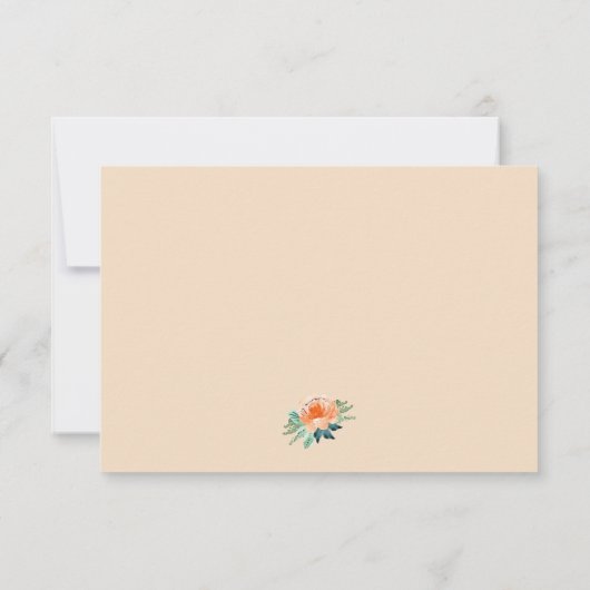 Cartes de réponse de mariage à fleurs sarcelle jad (Dos)