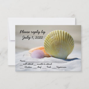 Cartes de réponse de mariage à la plage de coquill