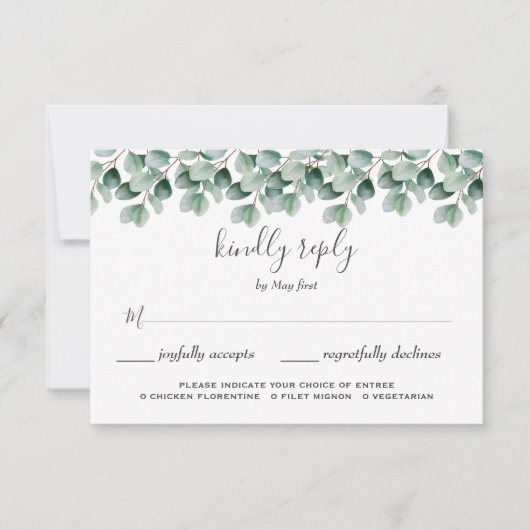 Cartes de réponse de mariage à la verdure botaniqu (Devant)