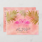 Cartes de réponse de mariage à l'aquarelle Deux Fl (Devant / Derrière)