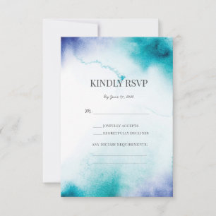 Cartes de réponse de mariage à l'aquarelle turquoi
