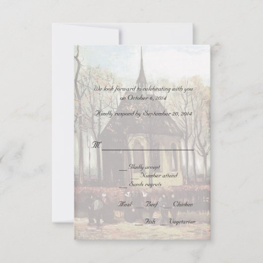 Cartes de réponse de mariage à l'église de campagn (Devant)