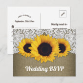 Cartes de réponse de mariage à motif de tournesol  (Devant / Derrière)