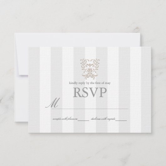 Cartes de réponse de mariage à rayures grises et d (Devant)
