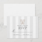Cartes de réponse de mariage à rayures grises et d (Devant / Derrière)