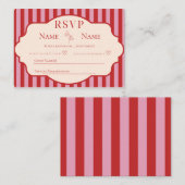 Cartes de réponse de mariage à rayures rouges et r (Devant / Derrière)