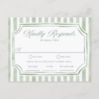Cartes de réponse de mariage à rayures vert sauge