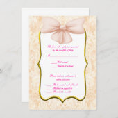 Cartes de réponse de mariage à ruban rose (Devant / Derrière)