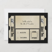 Cartes de réponse de mariage à texte funky noir av (Dos)