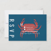 Cartes de réponse de mariage à typographie de crab (Devant)