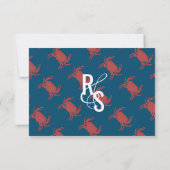 Cartes de réponse de mariage à typographie de crab (Dos)