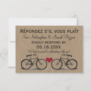 Cartes de réponse de mariage à vélo vintage