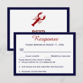 Cartes de réponse de mariage au homard bleu marine (Devant / Derrière)