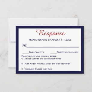 Cartes de réponse de mariage au homard bleu marine