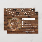 Cartes de réponse de mariage automnal en bois avec (Devant / Derrière)