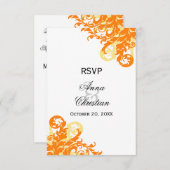 Cartes de réponse de mariage automnal orange et ja (Devant / Derrière)