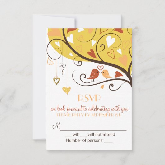 Cartes de réponse de mariage automne fantaisistes  (Devant)