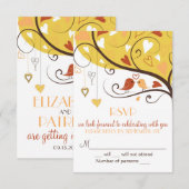 Cartes de réponse de mariage automne fantaisistes  (Devant / Derrière)