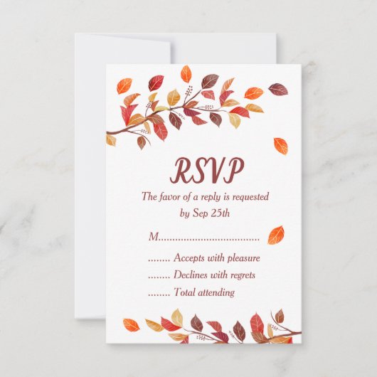 Cartes de réponse de mariage Automne Feuille (Devant)