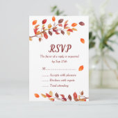 Cartes de réponse de mariage Automne Feuille (Debout devant)