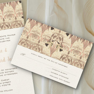 Cartes de réponse de mariage aux colibris Art Nouv