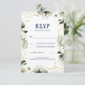 Cartes de réponse de mariage aux fleurs blanches v (Debout devant)