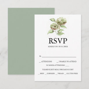 Cartes de réponse de mariage aux hortensias