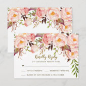 Cartes de réponse de mariage aux pivoines roses do (Devant / Derrière)