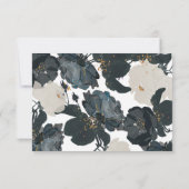 Cartes de réponse de mariage aux roses noires et b (Dos)