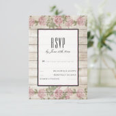 Cartes de réponse de mariage aux roses rustiques e (Debout devant)
