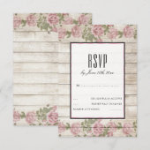 Cartes de réponse de mariage aux roses rustiques e (Devant / Derrière)