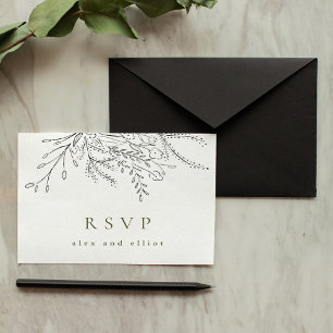 Cartes de réponse de mariage avec bouquet débordan