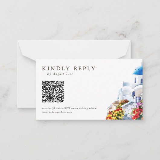 Cartes de réponse de mariage avec code QR et illus (Devant)