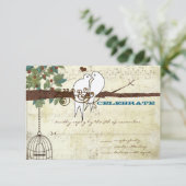 Cartes de réponse de mariage avec des perruches sa (Debout devant)