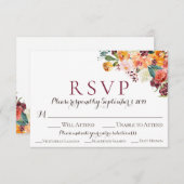 Cartes de réponse de mariage avec fleurs d'automne (Devant / Derrière)