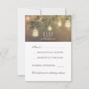Cartes de réponse de mariage avec lumière rustique