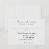 Cartes de réponse de mariage avec menu blanc (Devant / Derrière)